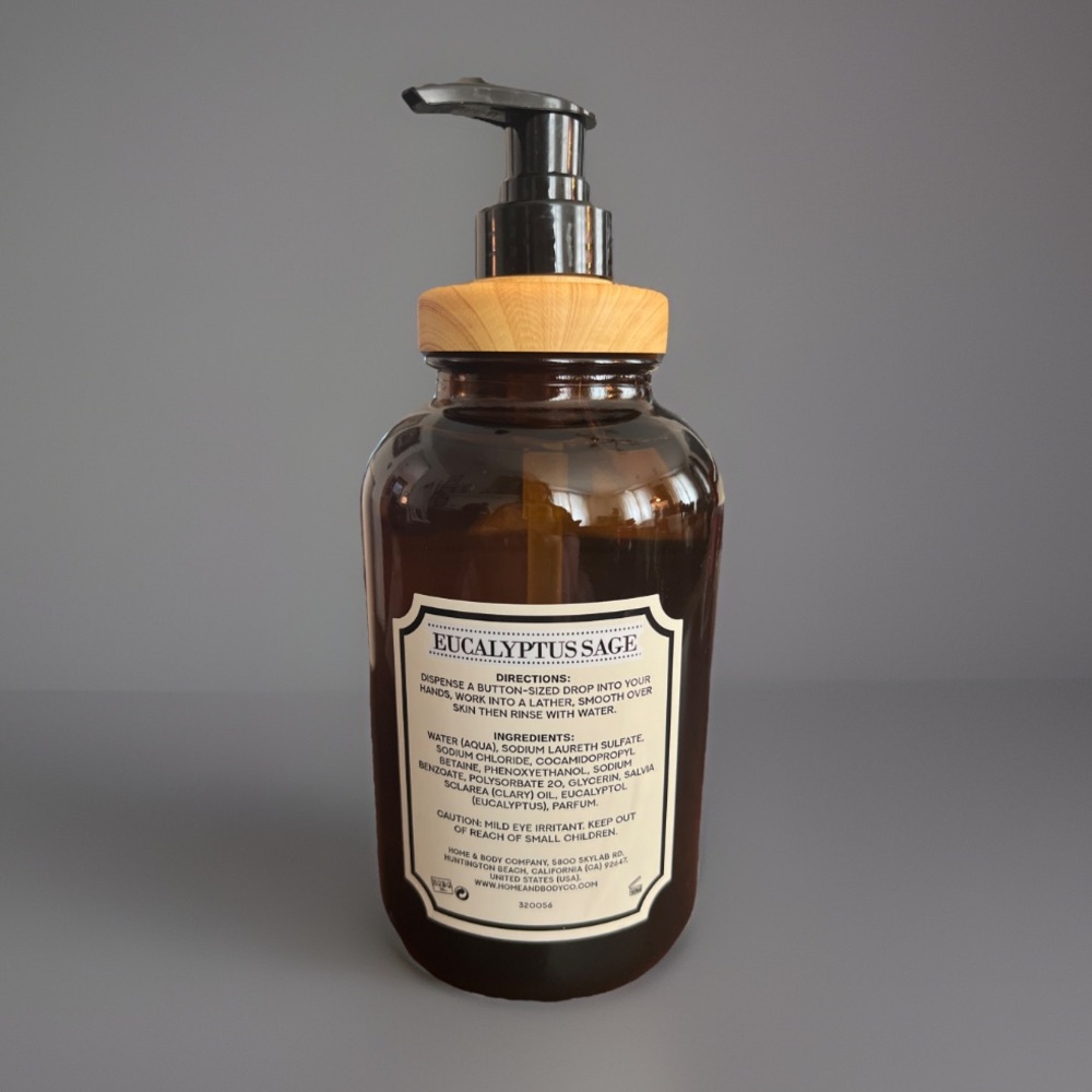 PREMIUM EUCALYPTUS SAGE LIQUID HAND SOAP IN GLASS BOTTLE - Picture 2 of 2